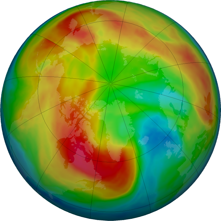 Arctic ozone map for 05 February 2023
